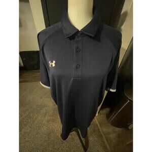 Mens Under Armour Rival Polo Shirt loose heat gear 2x navy blue